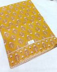 Kalamkari silk mustard yellow (Machilipatnam) pedana work saree