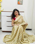 Lemon color multicolor resham thread embroided Phulkari