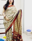 Digital printed Kashmiri silk saree