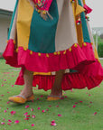 colourful Skirt Paired With Embroidery Panel