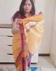 Rainbow border Soft cotton khadi saree