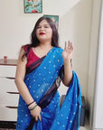 Soft cotton blue Digital print saree