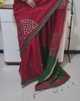 Mirror work Handloom Saree
