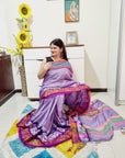 Rainbow border Soft cotton saree