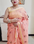 kota doria embroidery saree