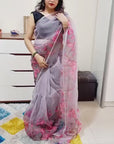 SUMMER SPECIAL FLOWER PRINT ORGANZA SAREE