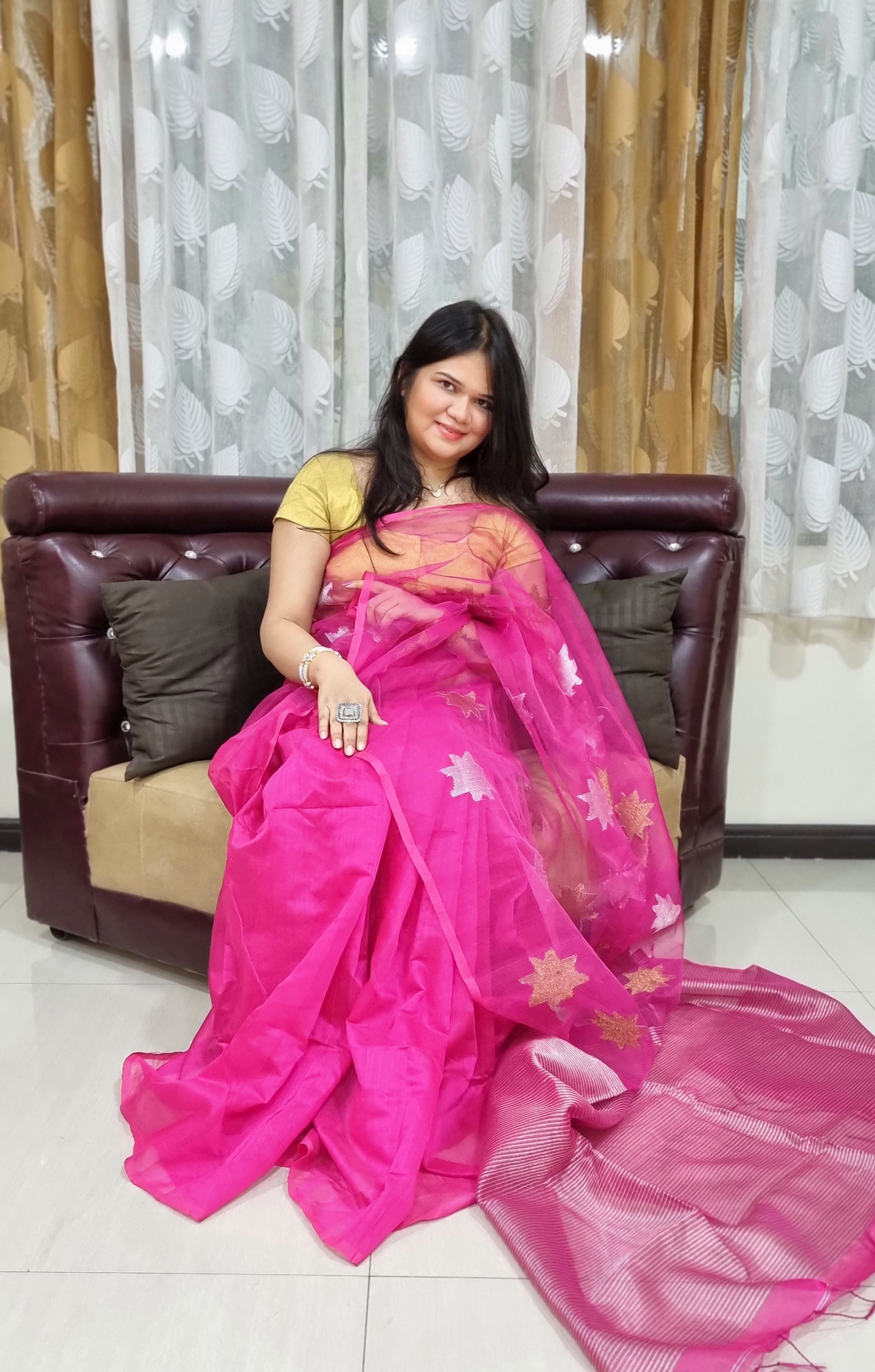 Matka Muslin jamdani Saree