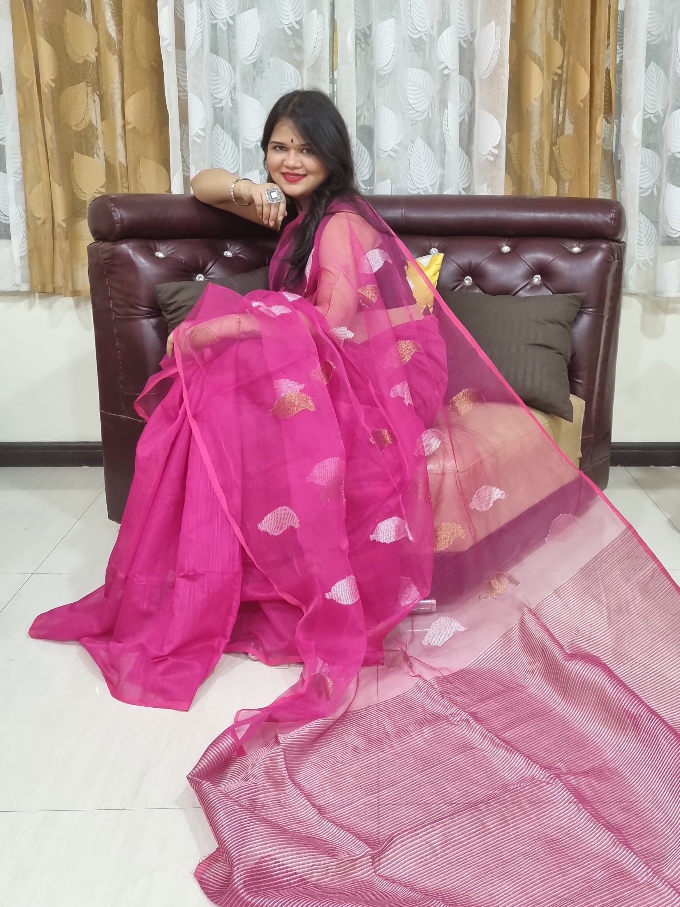 Matka Muslin jamdani Saree