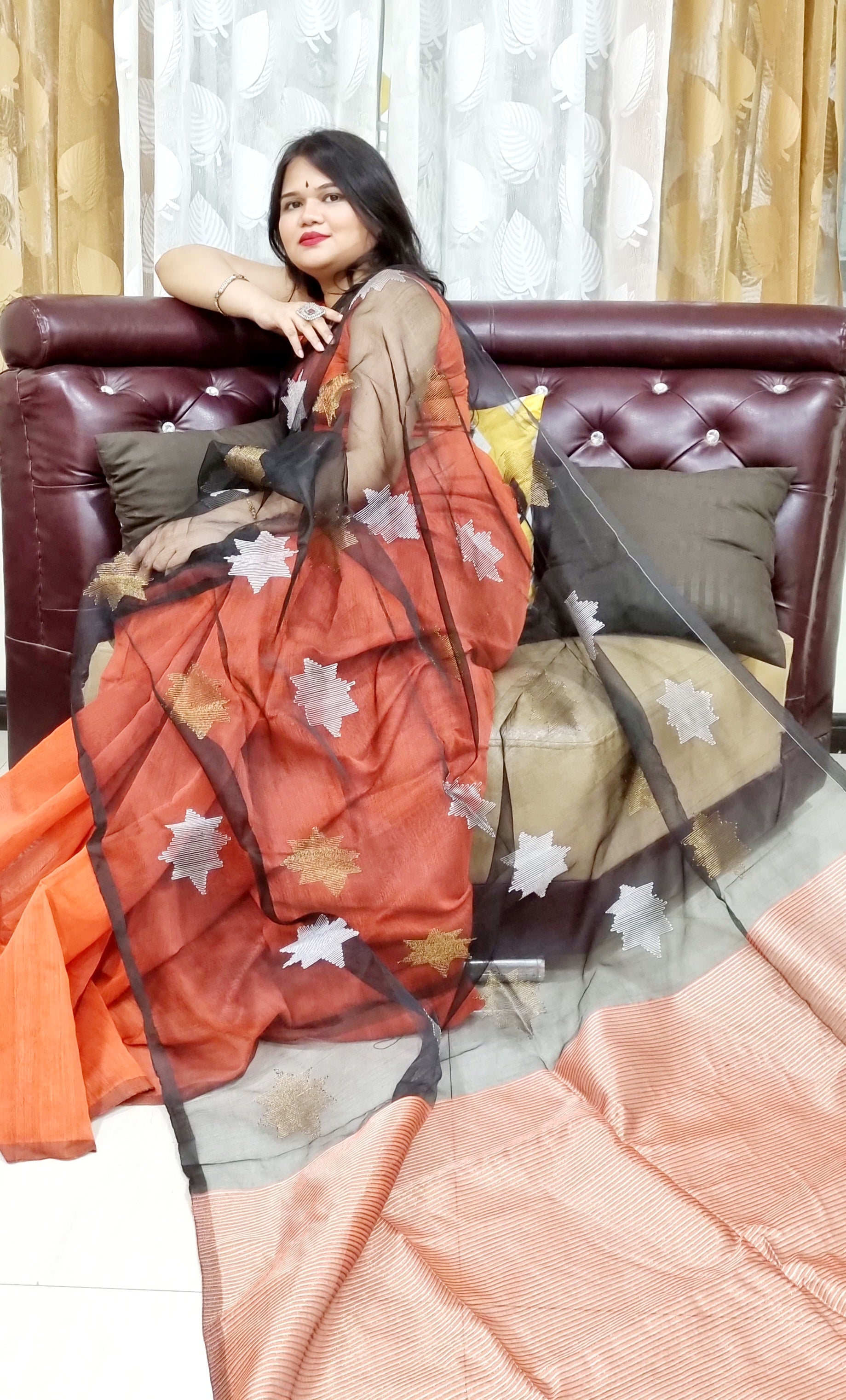 Matka Muslin jamdani Saree