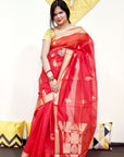 Red Chanderi saree