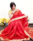 Red Chanderi saree