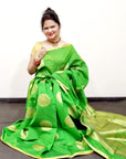 green Chanderi saree