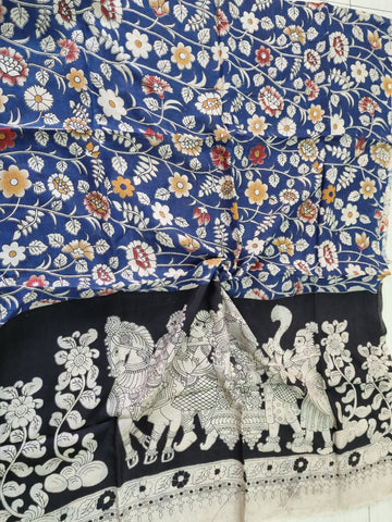 BLUE KALAMKARI SILK DUPATTA