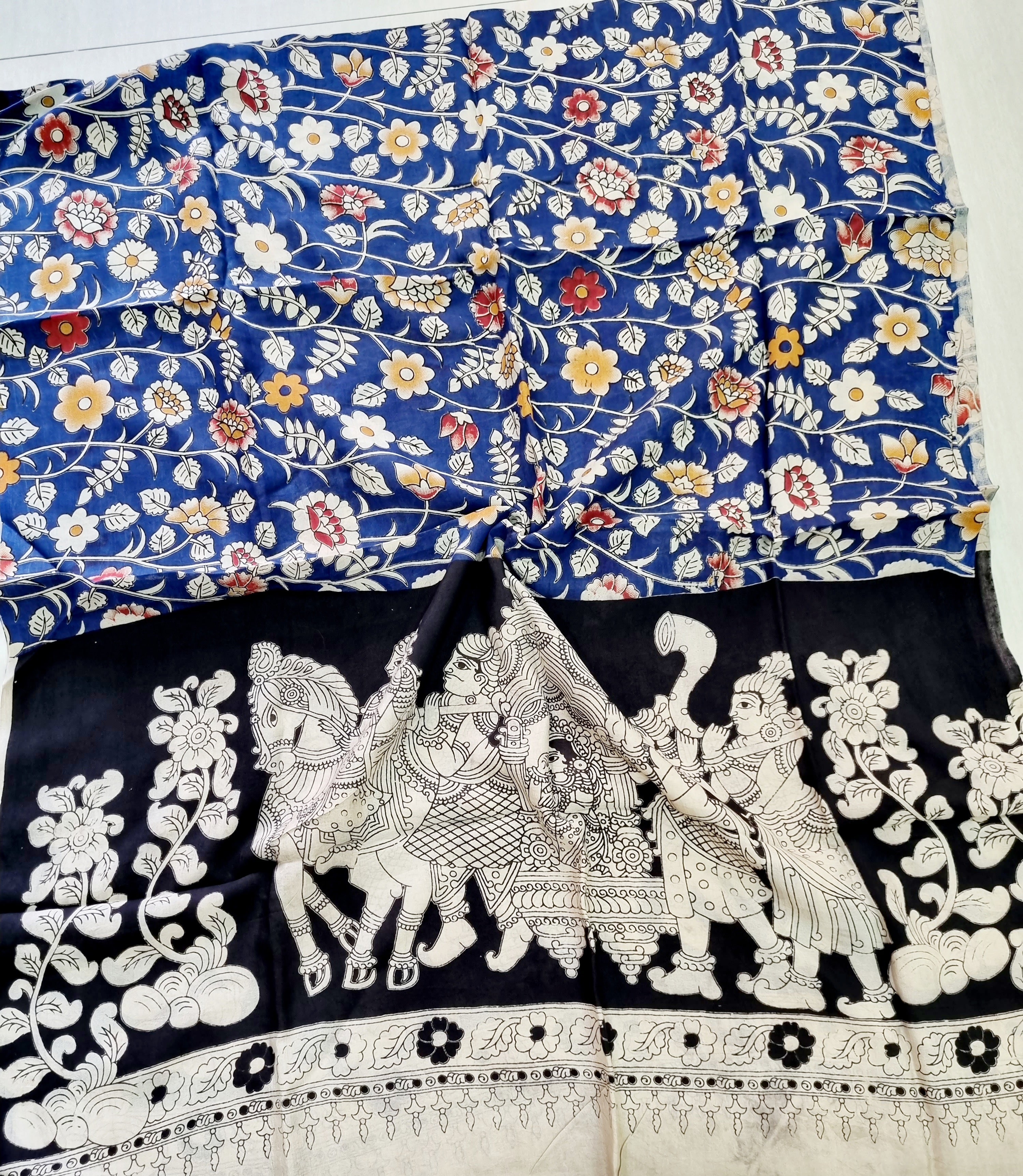 BLUE KALAMKARI SILK DUPATTA