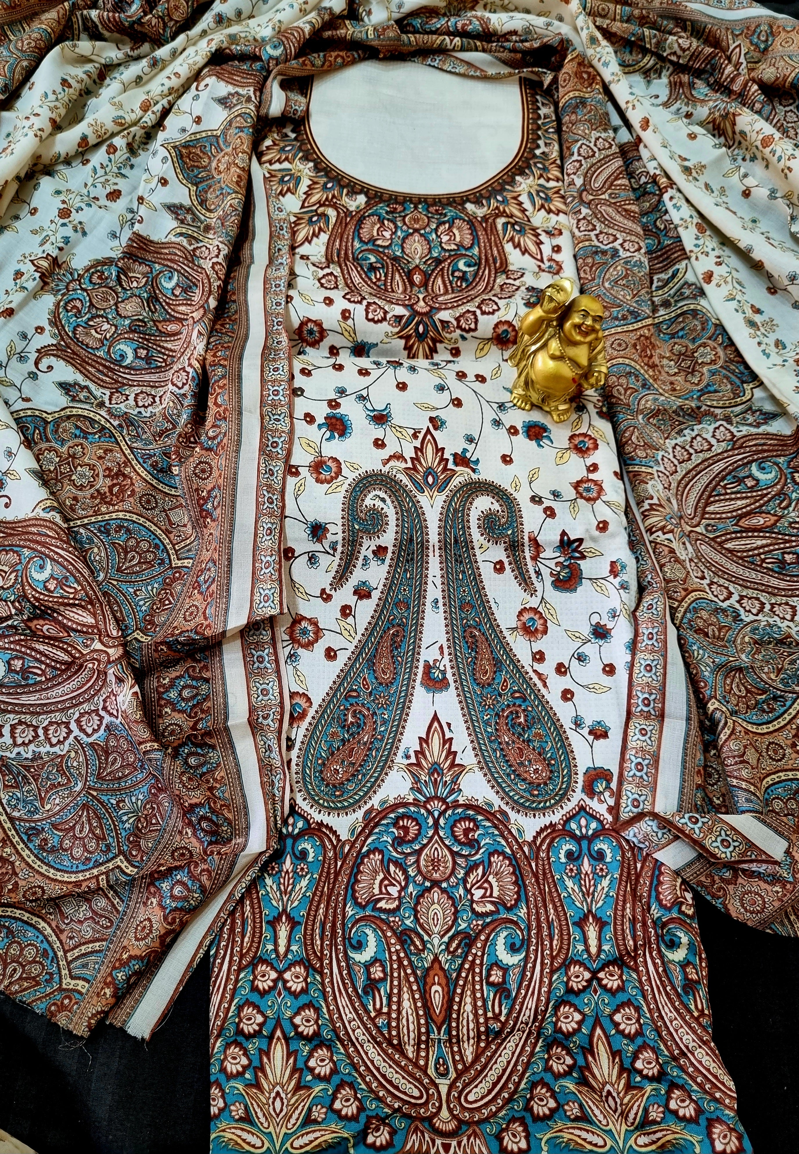 कराची प्रिंट ड्रेस सामग्री