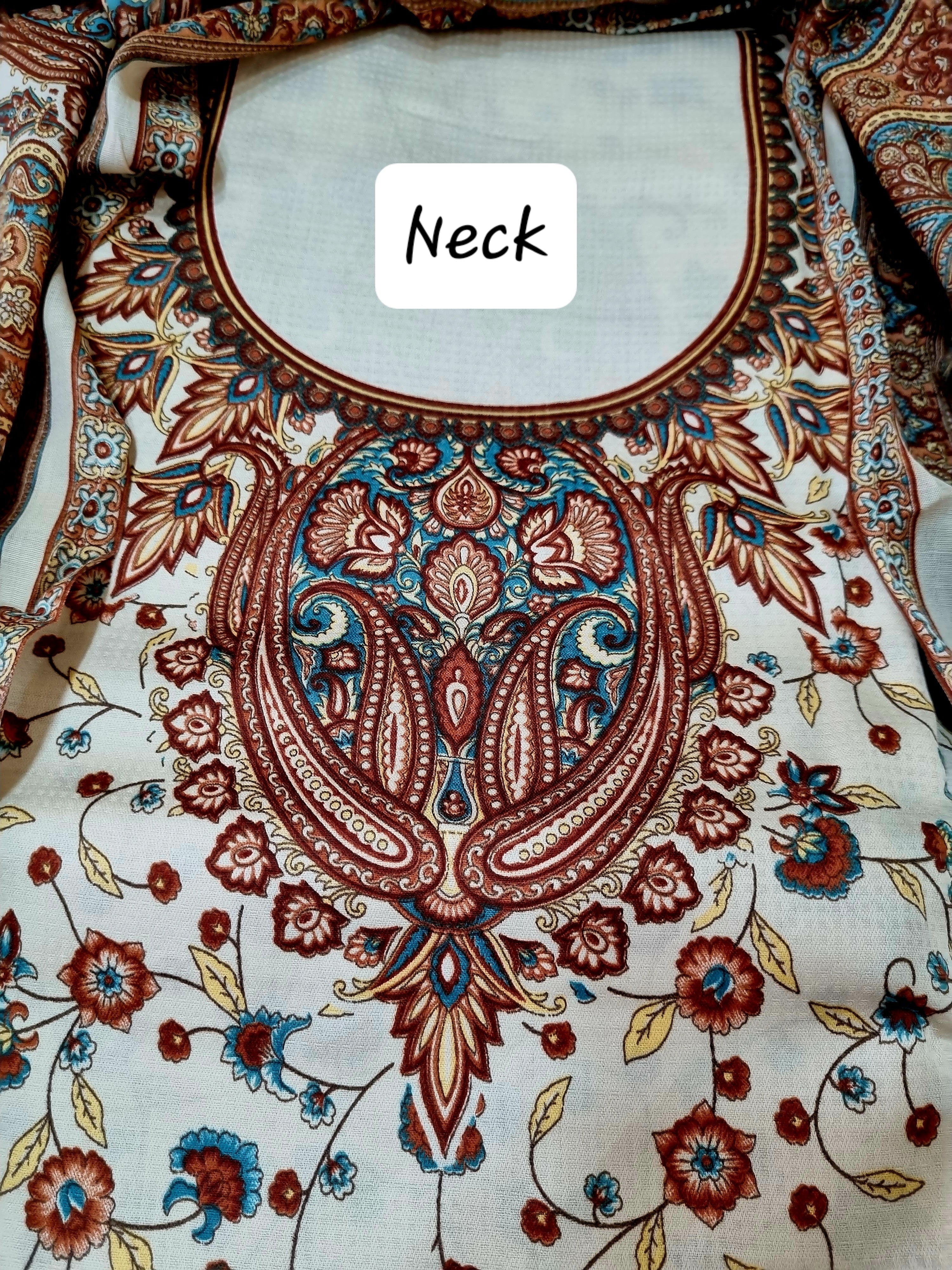 पीच बेज कराची प्रिंट ड्रेस सामग्री