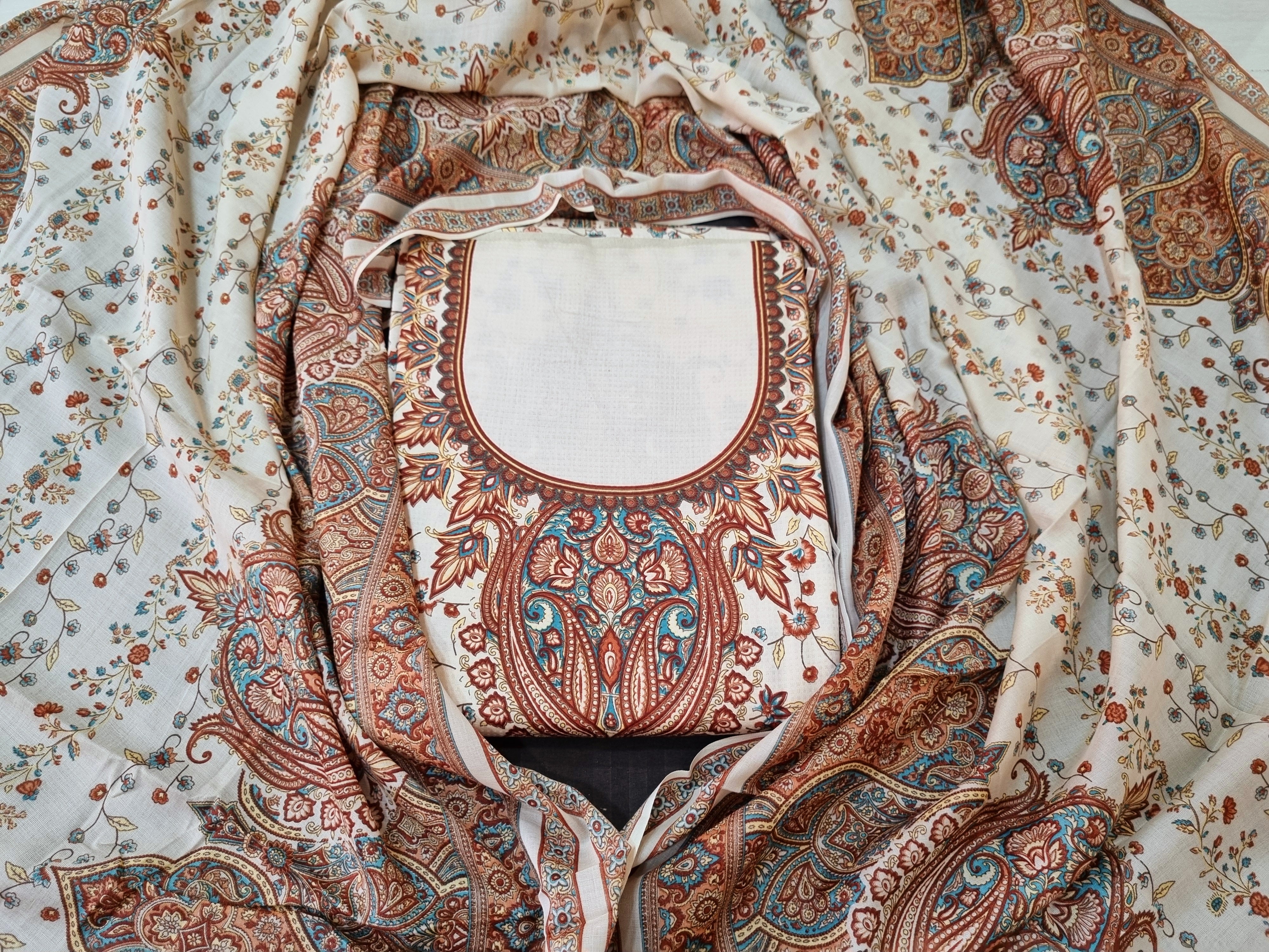 कराची प्रिंट ड्रेस सामग्री