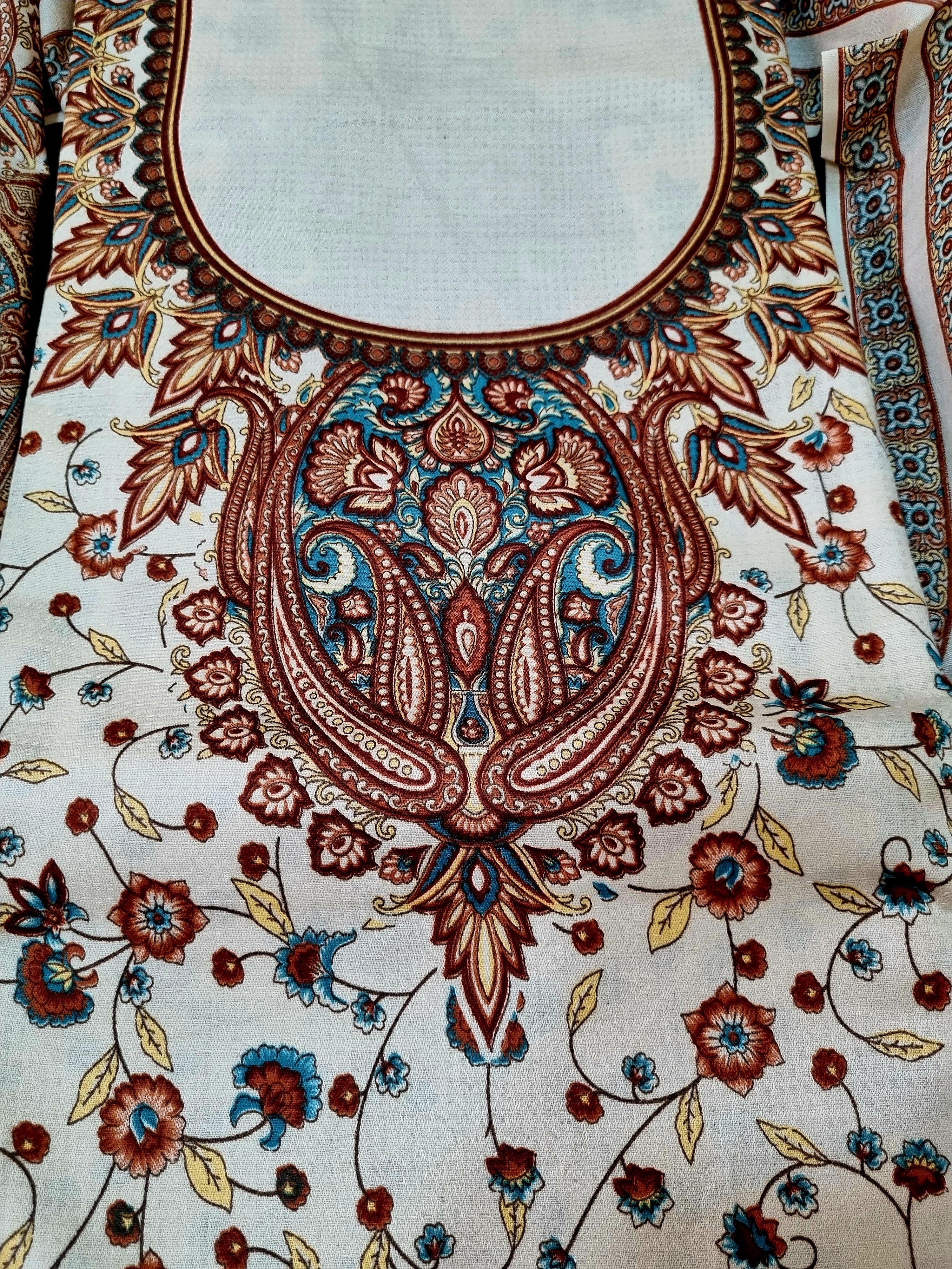 कराची प्रिंट ड्रेस सामग्री