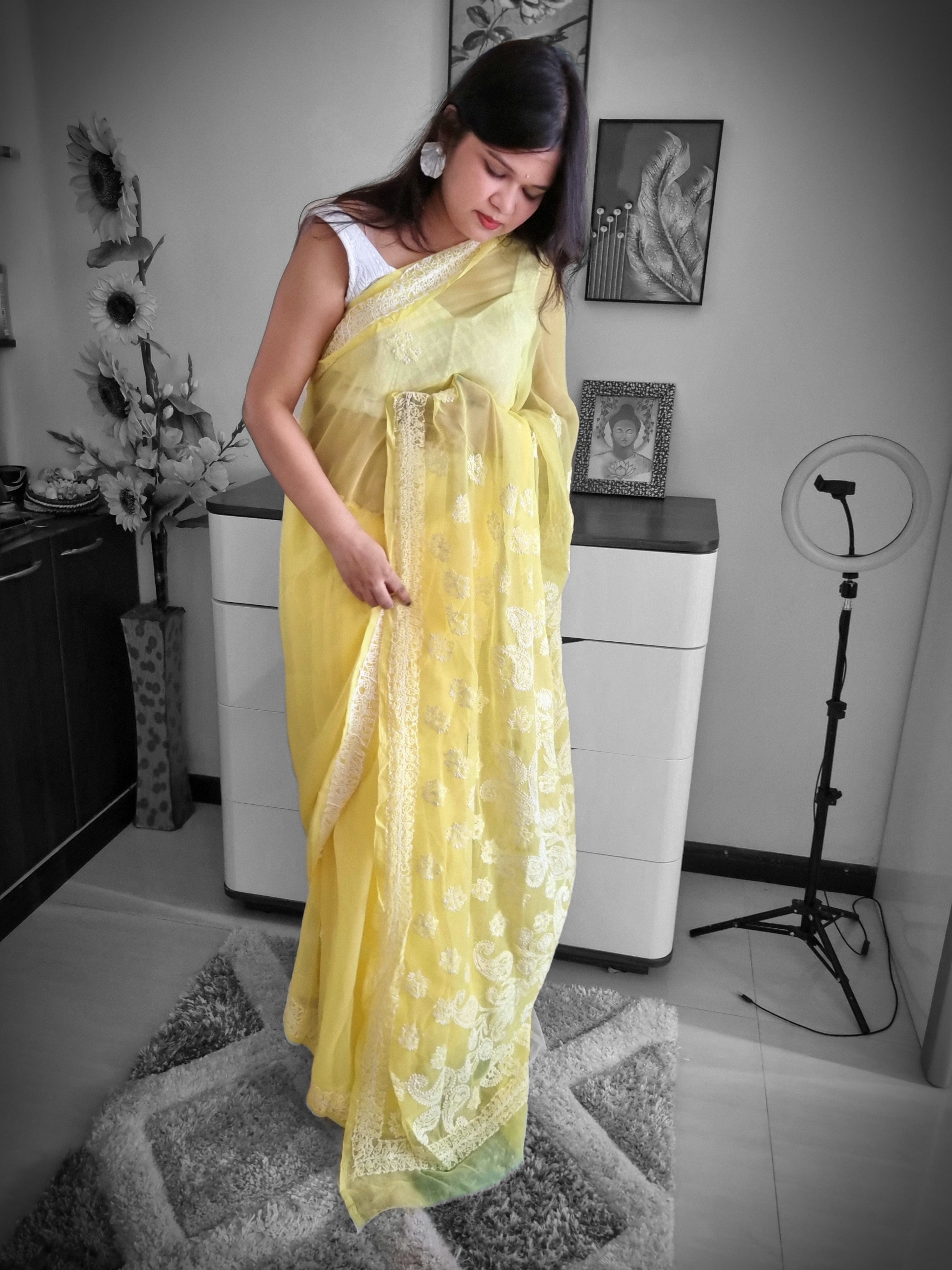 जॉर्जेट लखनऊ चिकनकारी