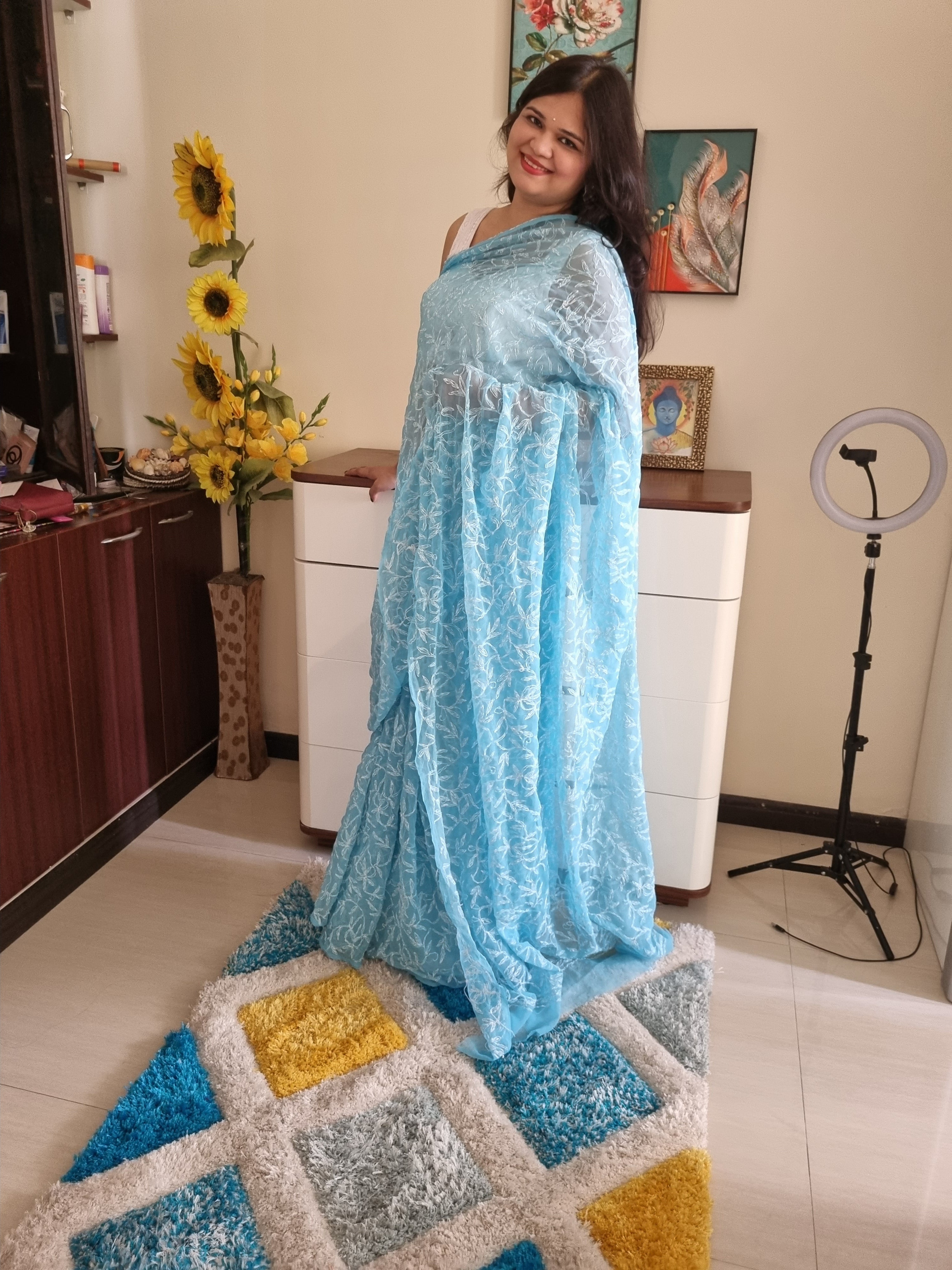 जॉर्जेट लखनऊ चिकनकारी