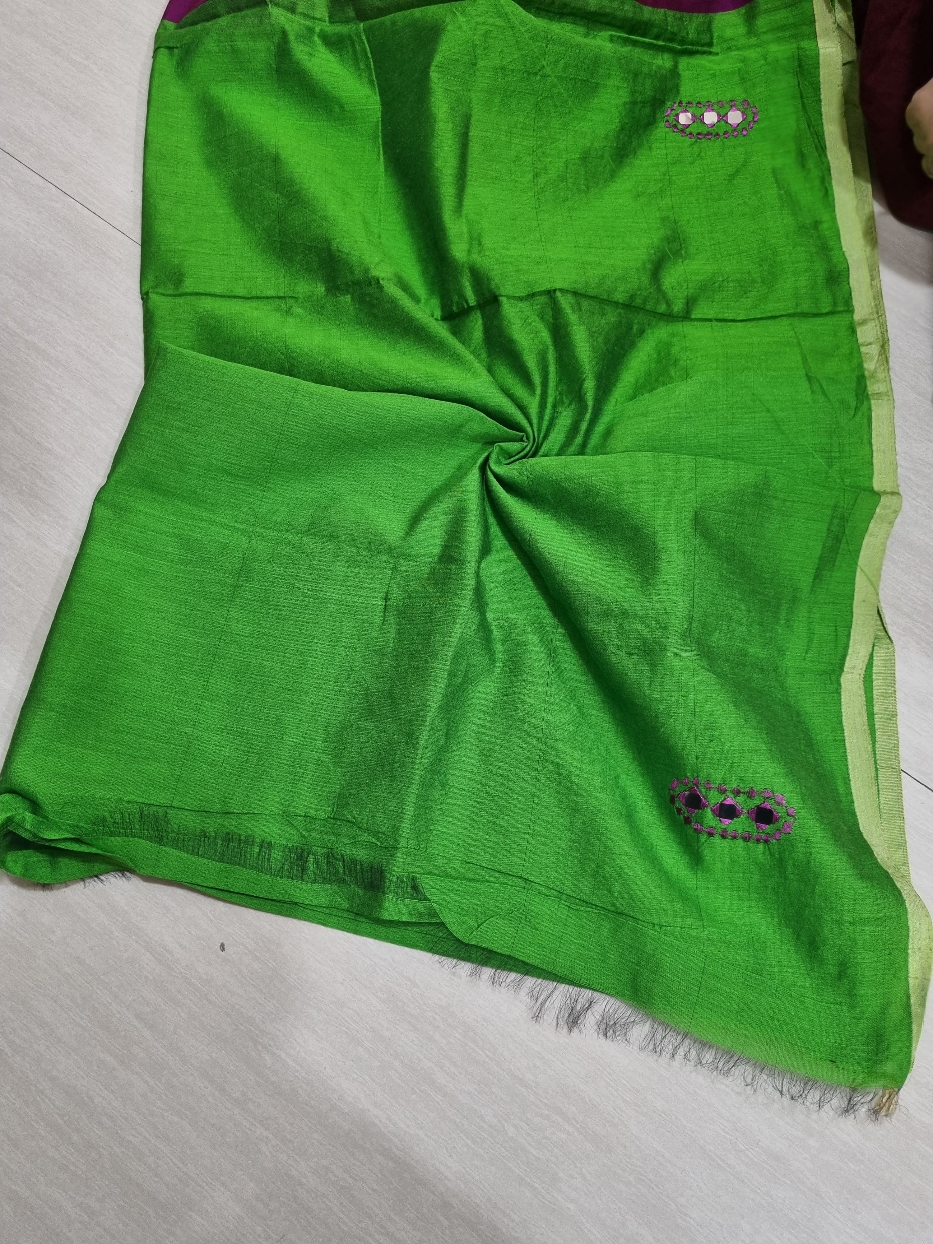 Mirror work Handloom Saree