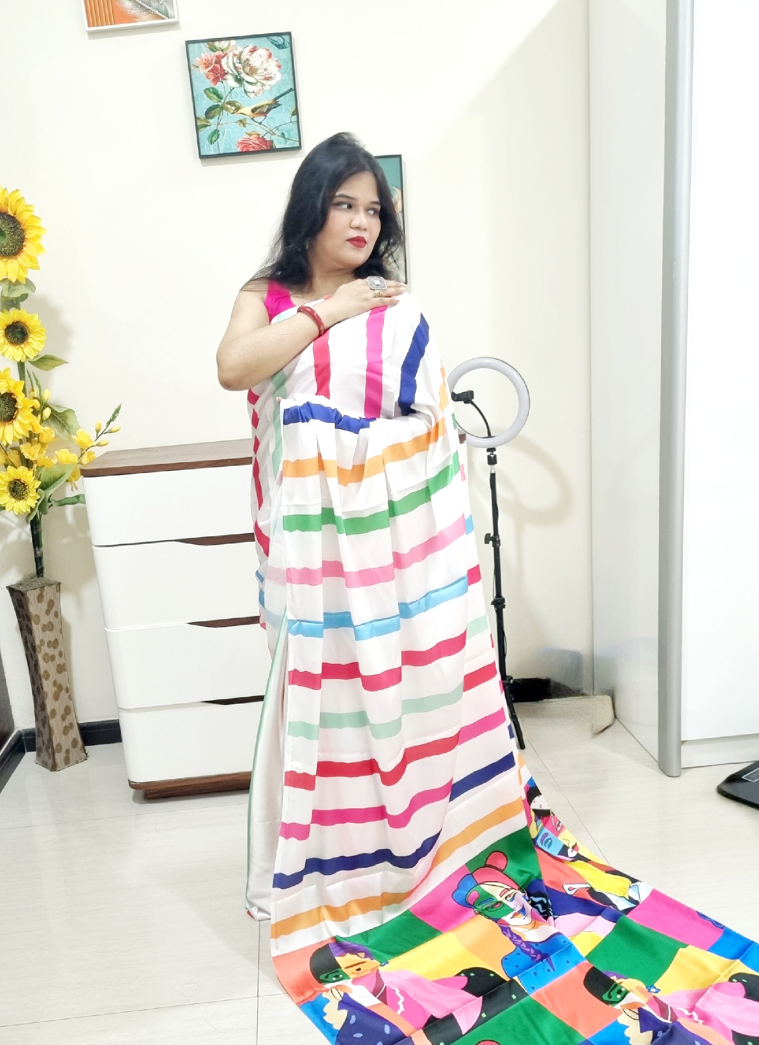 Digitally Printed Multicolor Saree