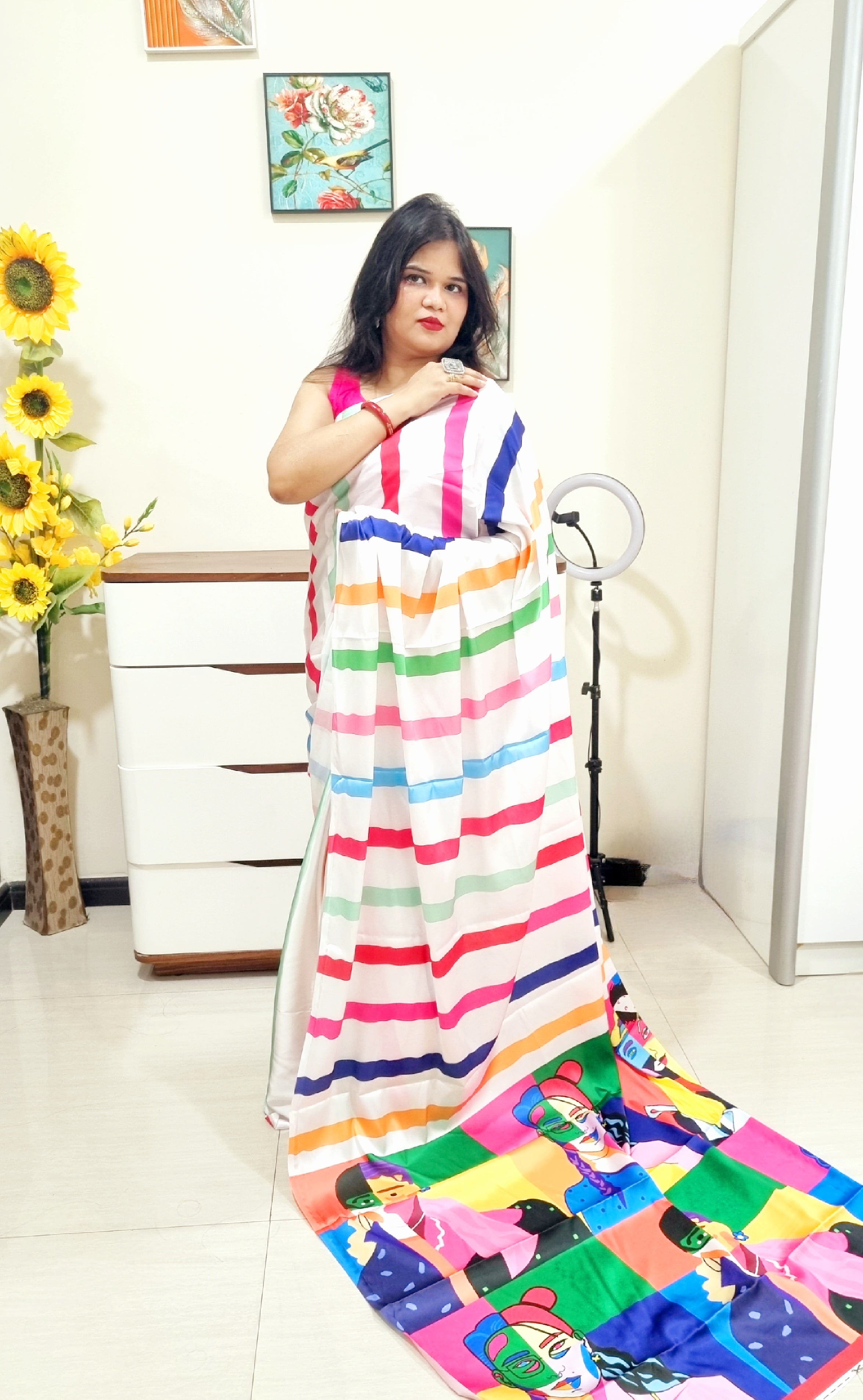 Digitally Printed Multicolor Saree
