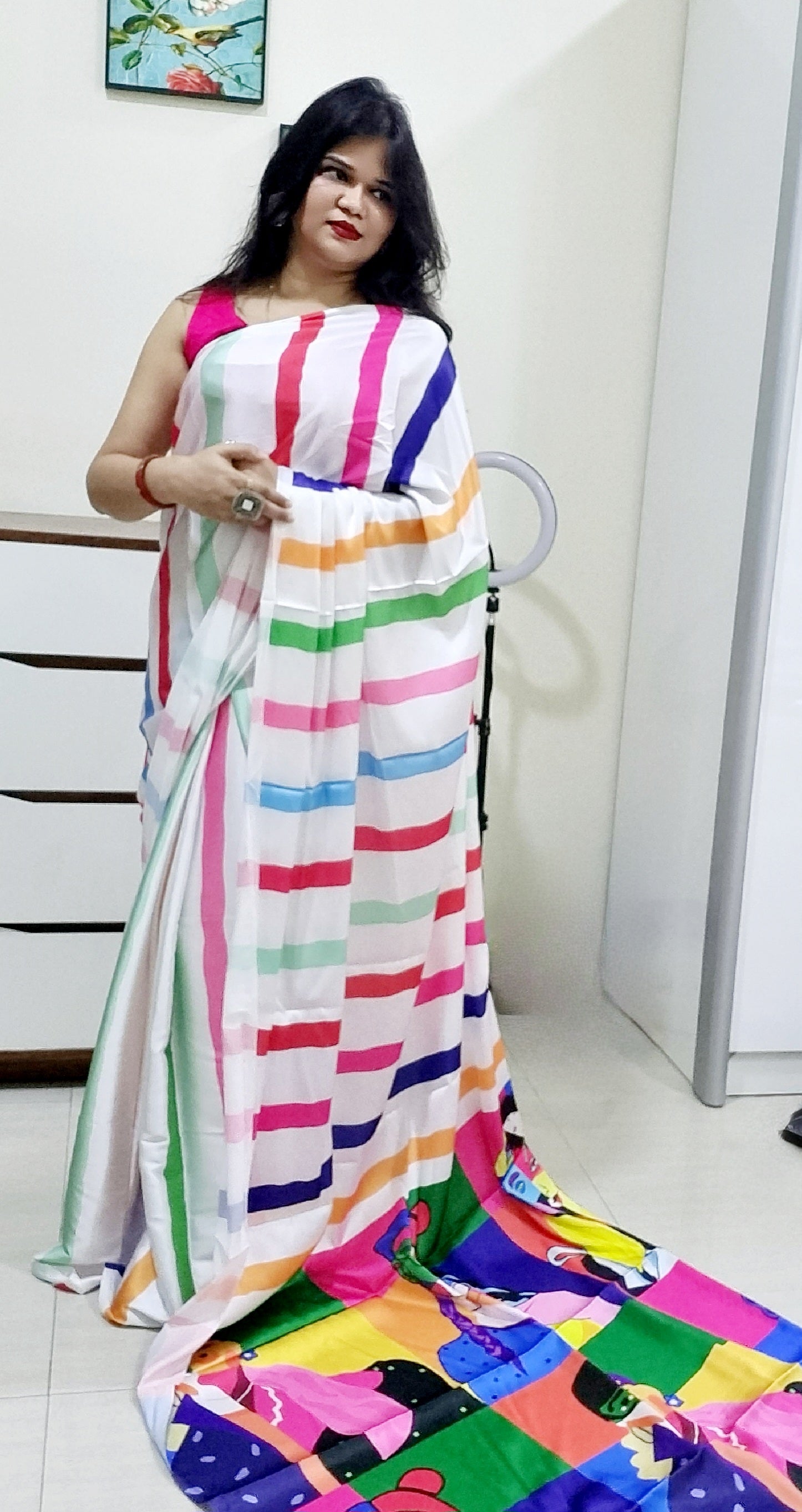 Digitally Printed Multicolor Saree
