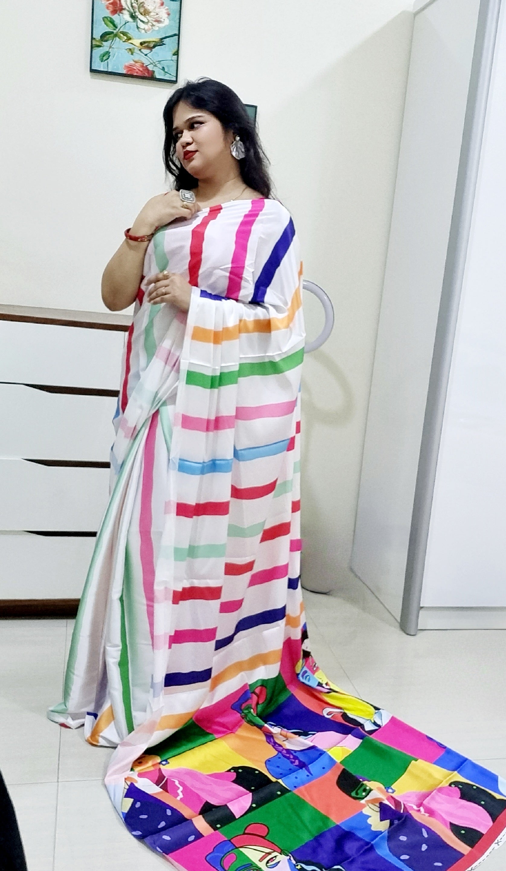Digitally Printed Multicolor Saree