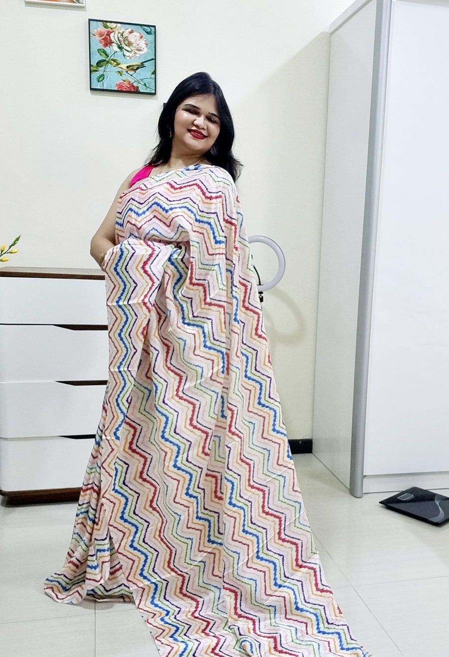 Digitally Printed Multicolor Saree