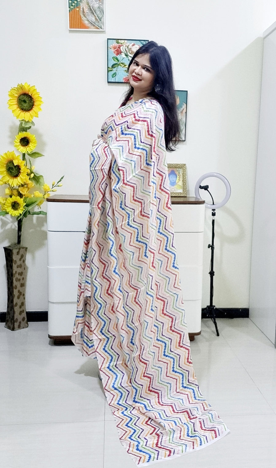 Digitally Printed Multicolor Saree