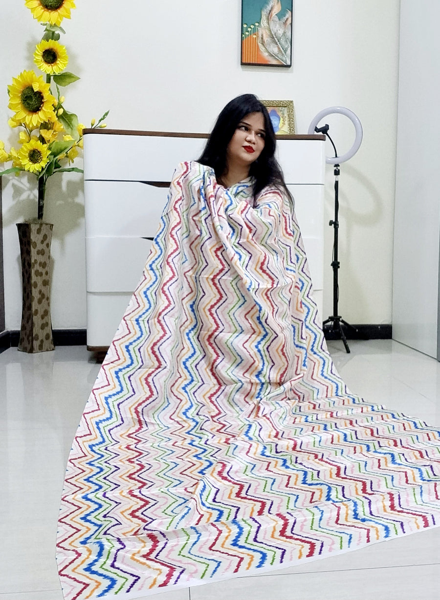 Digitally Printed Multicolor Saree