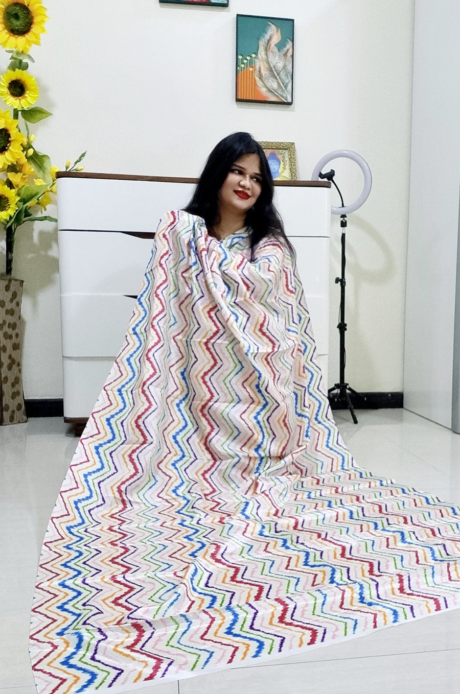 Digitally Printed Multicolor Saree