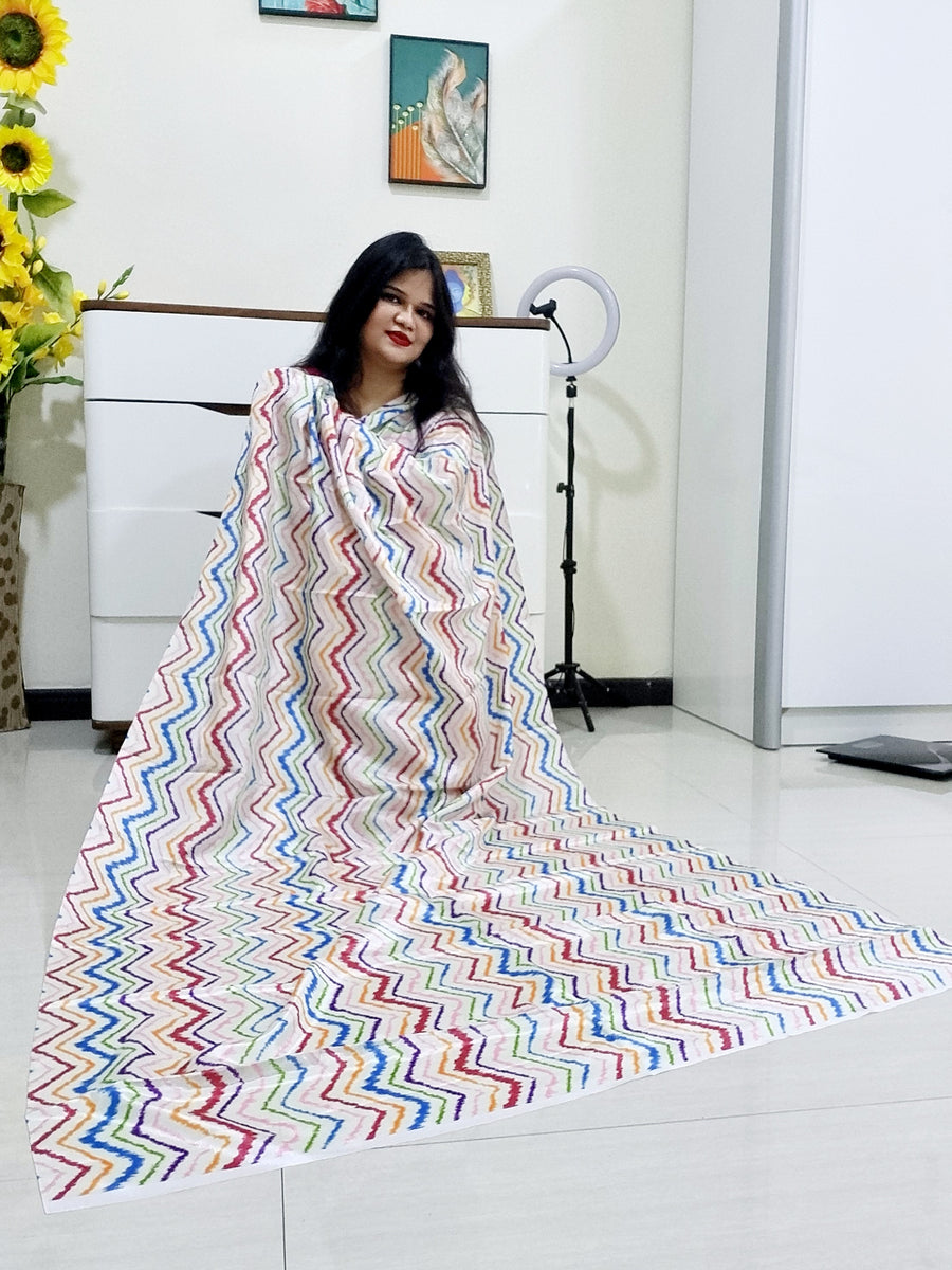 Digitally Printed Multicolor Saree