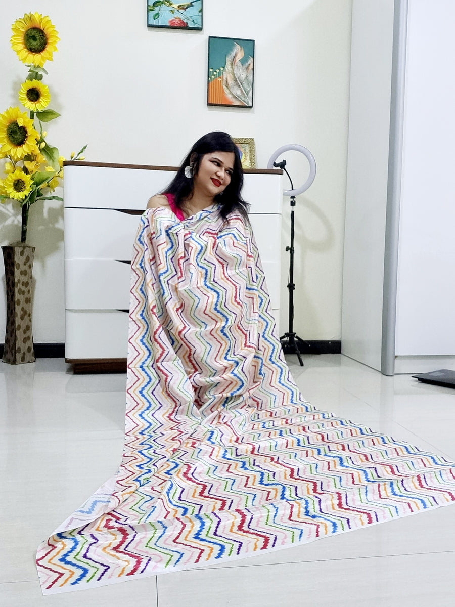 Digitally Printed Multicolor Saree