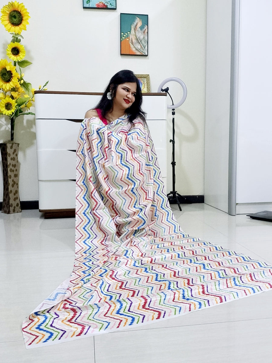 Digitally Printed Multicolor Saree