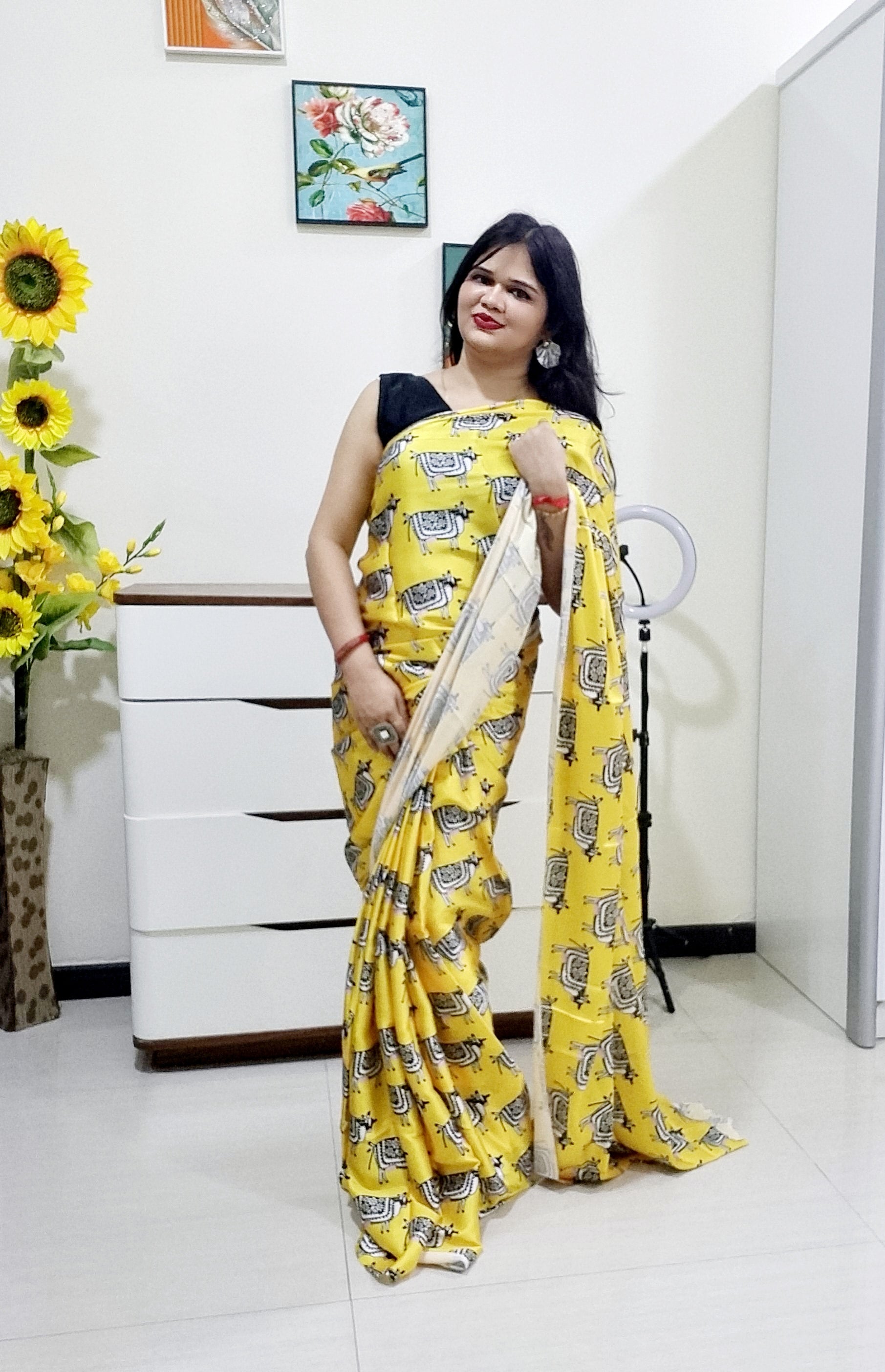Digitally Printed Multicolor Saree