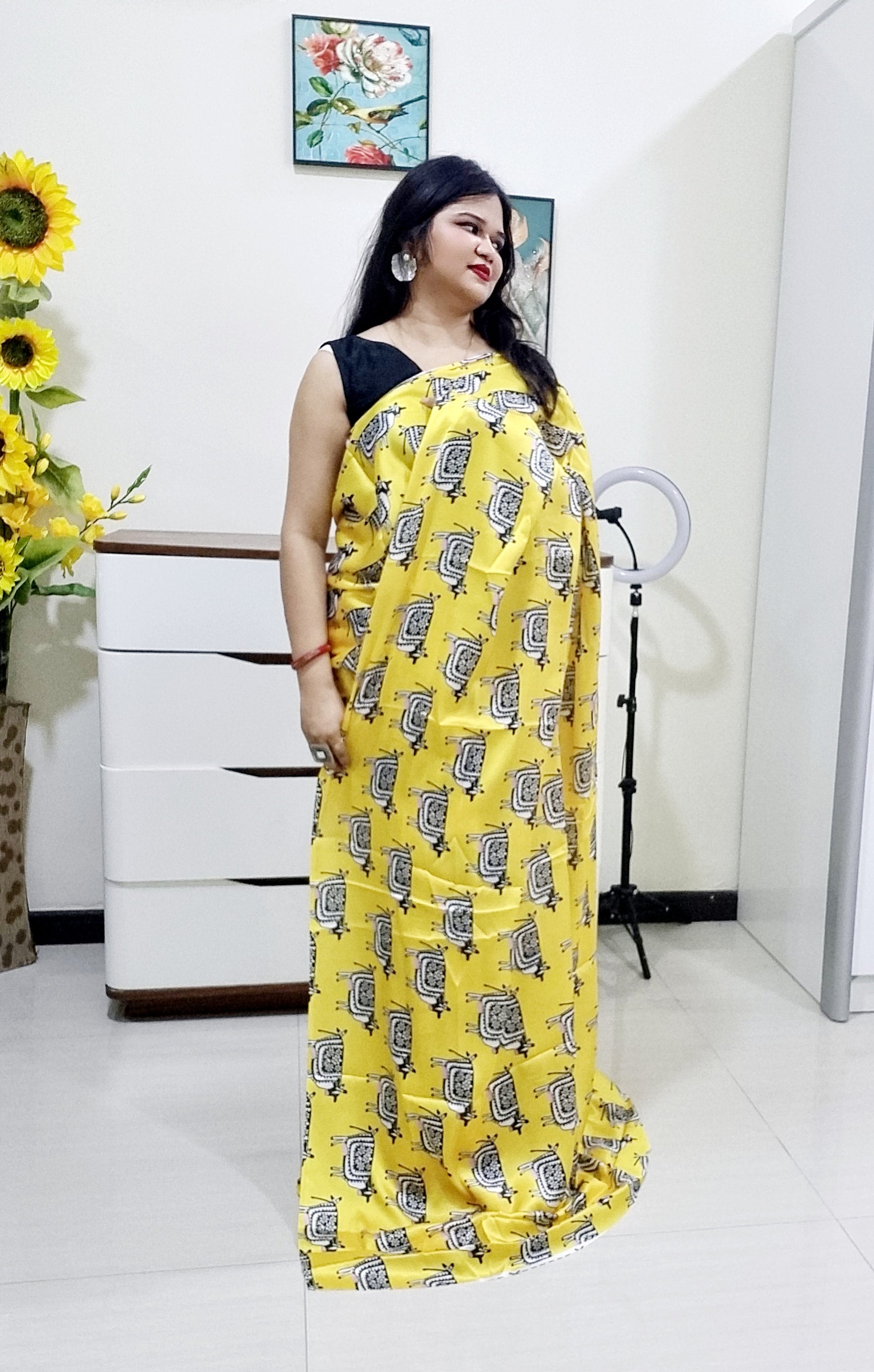 Digitally Printed Multicolor Saree