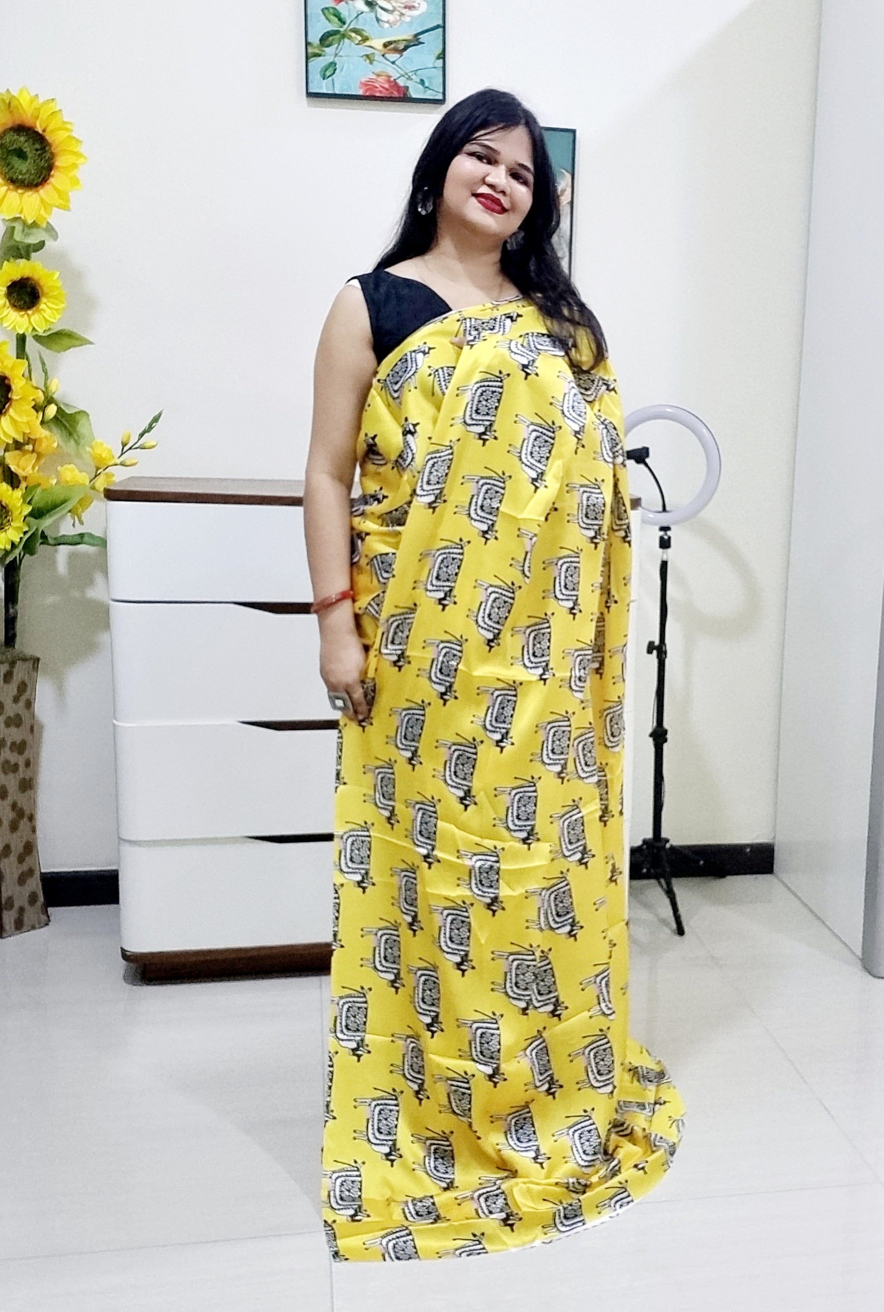 Digitally Printed Multicolor Saree