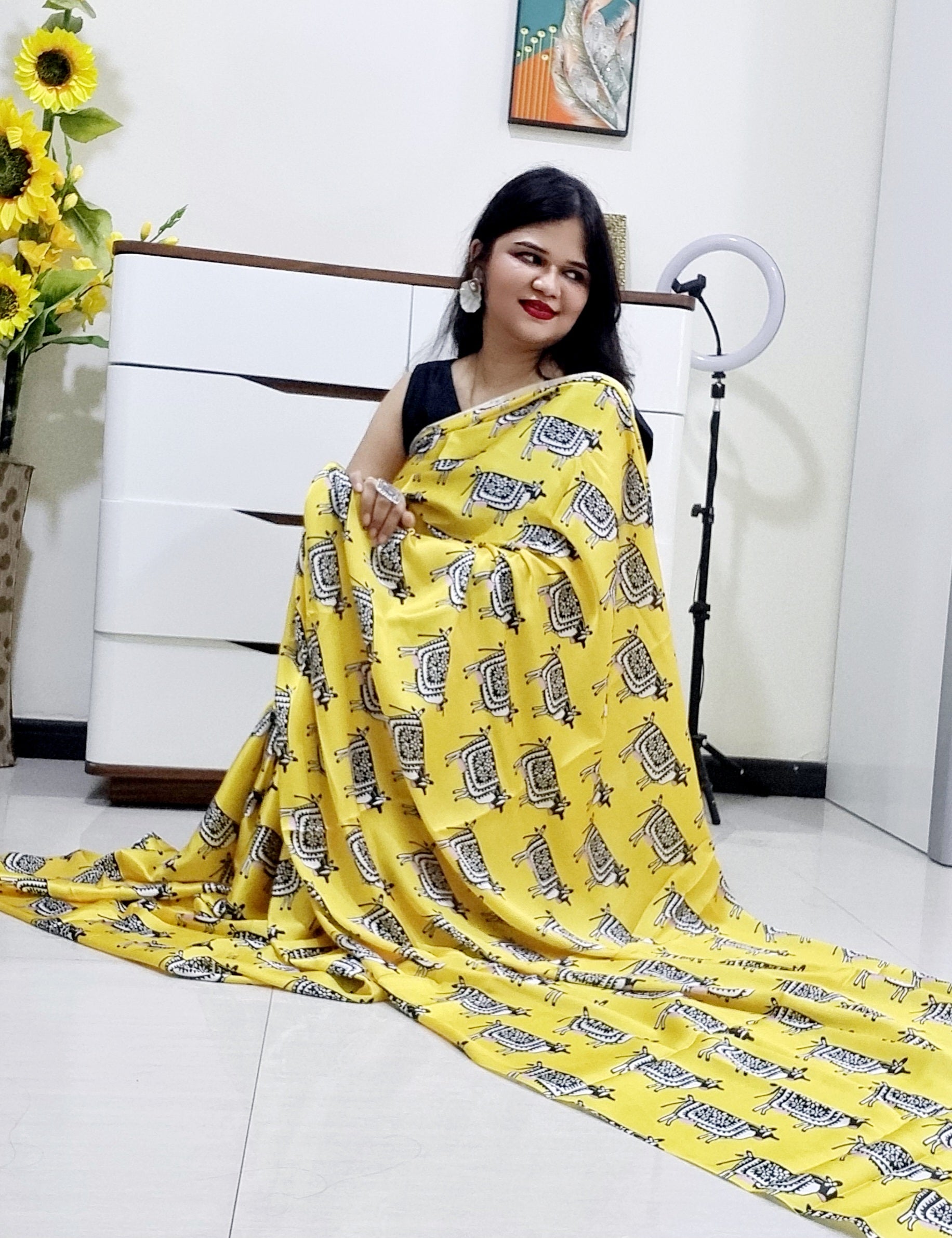Digitally Printed Multicolor Saree