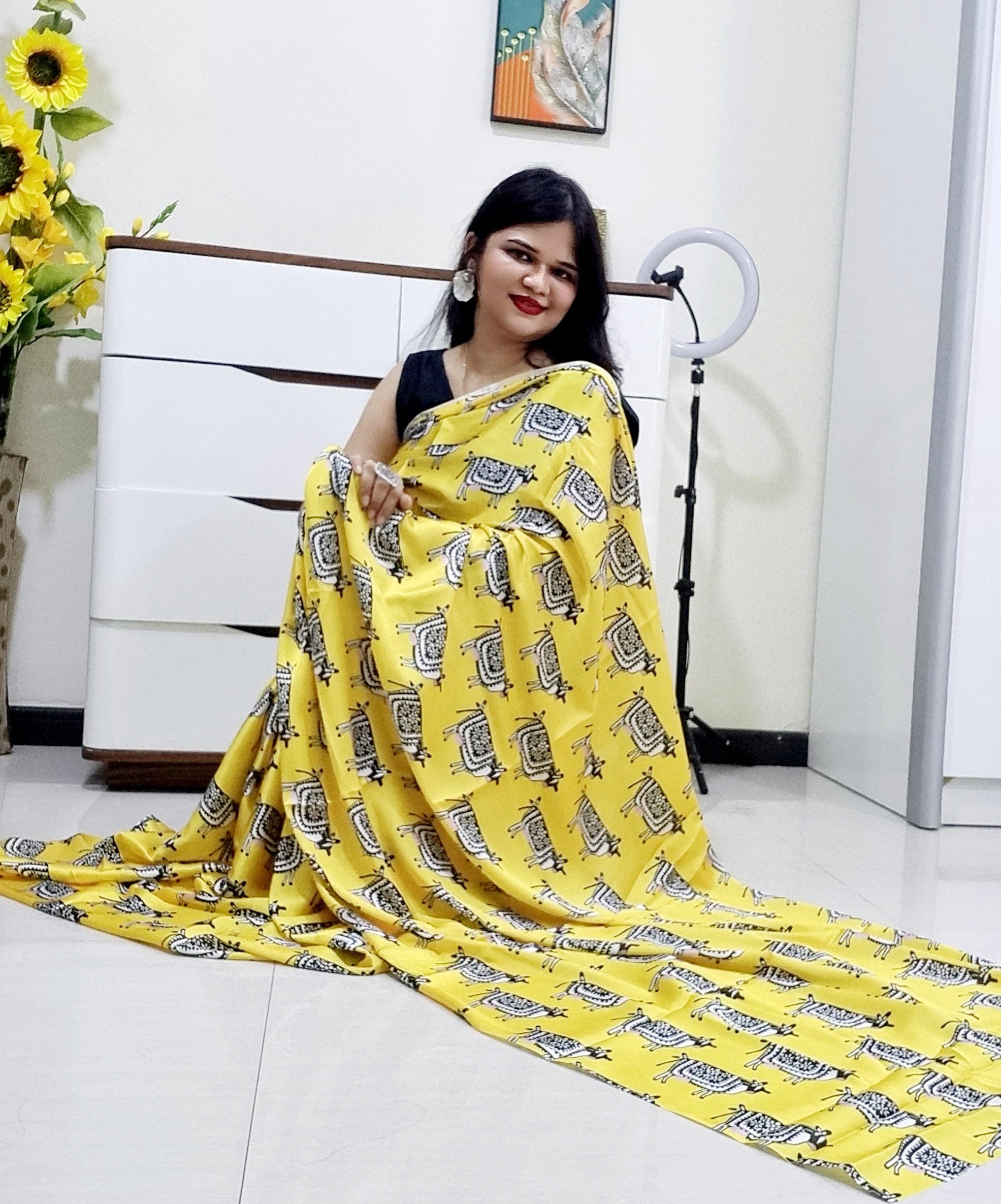 Digitally Printed Multicolor Saree
