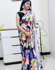 Digitally Printed Multicolor Saree