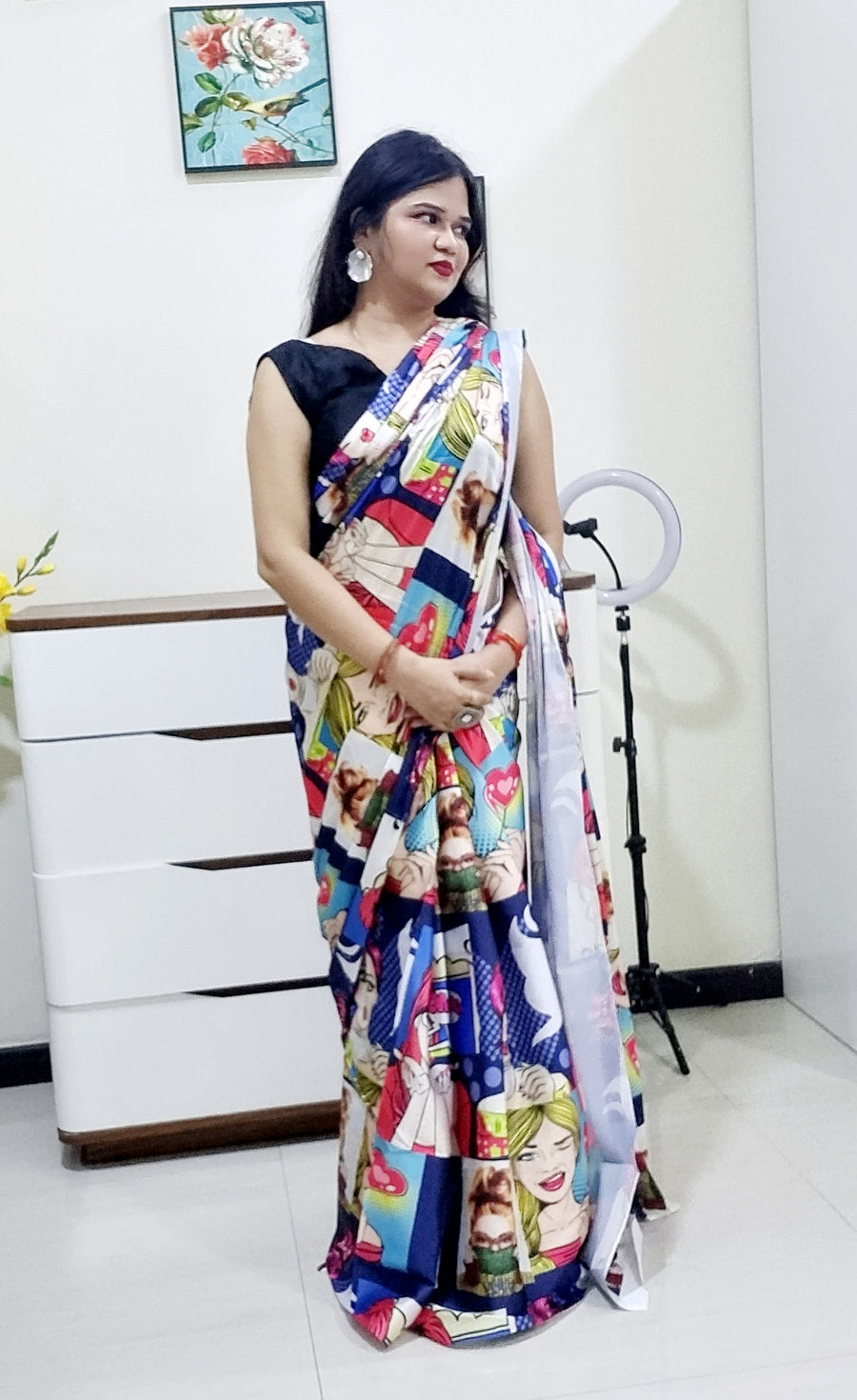 Digitally Printed Multicolor Saree