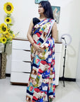 Digitally Printed Multicolor Saree