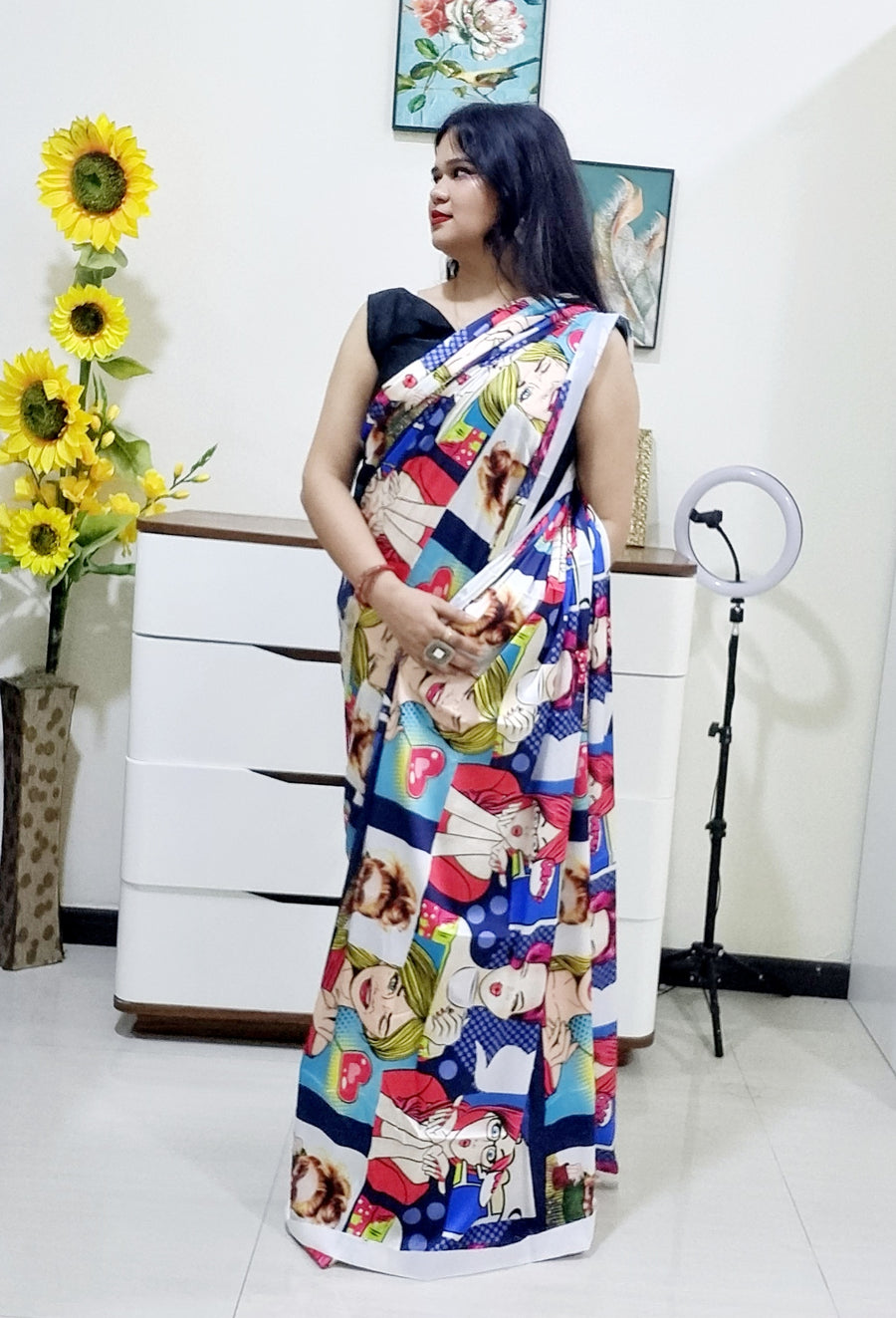 Digitally Printed Multicolor Saree