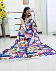 Digitally Printed Multicolor Saree