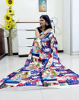 Digitally Printed Multicolor Saree