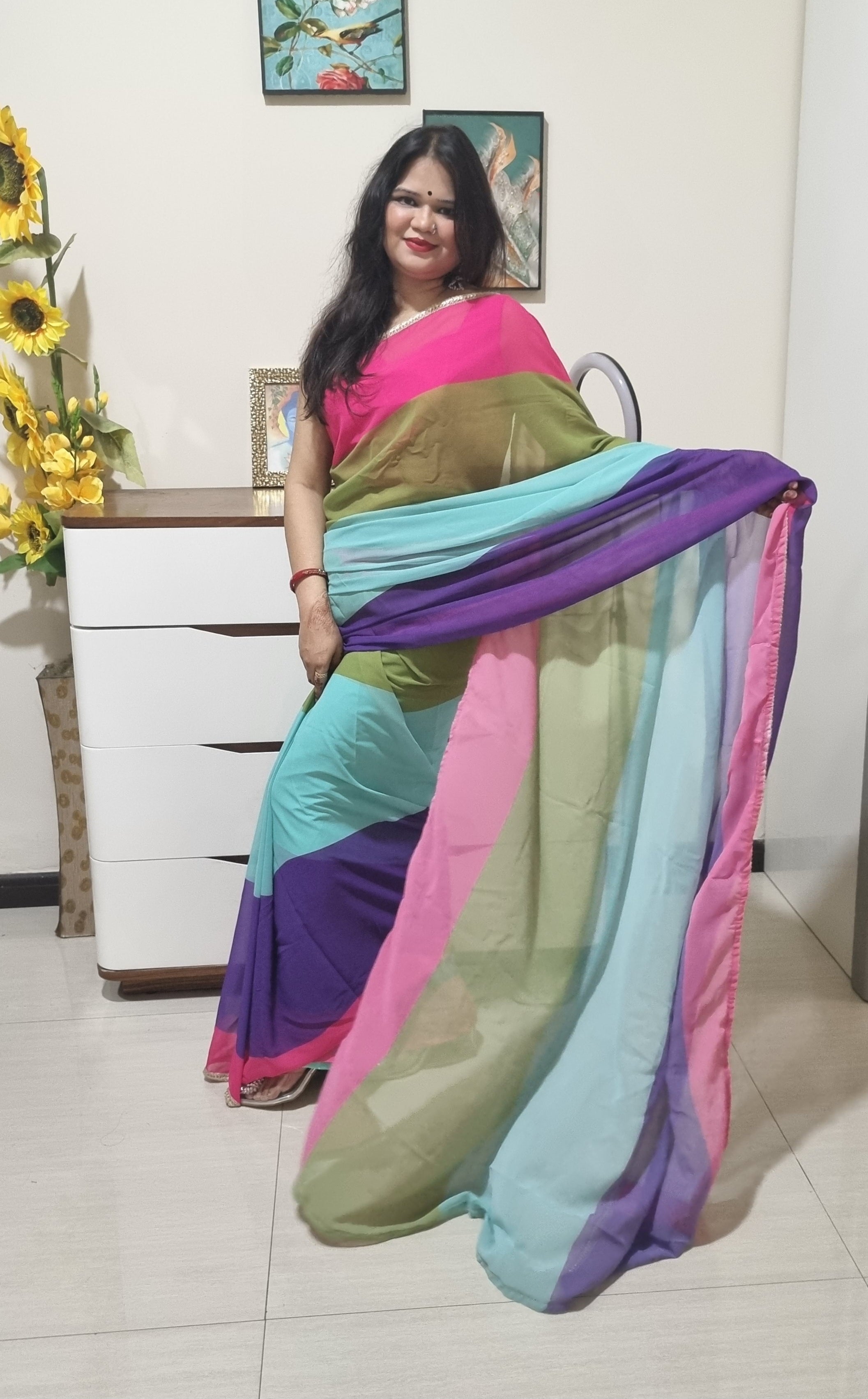 Alia inspired Rainbow saree