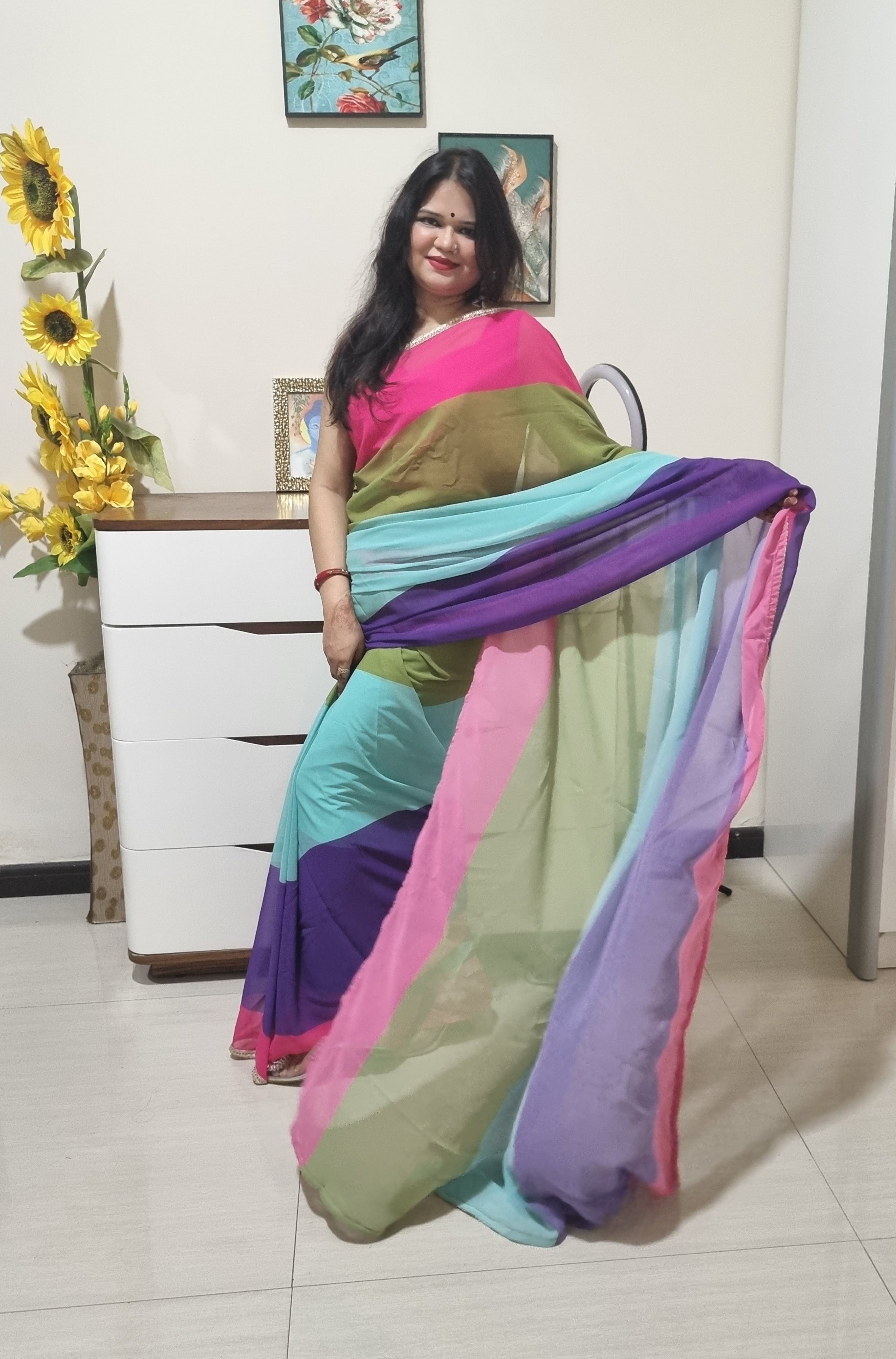 Alia inspired Rainbow saree