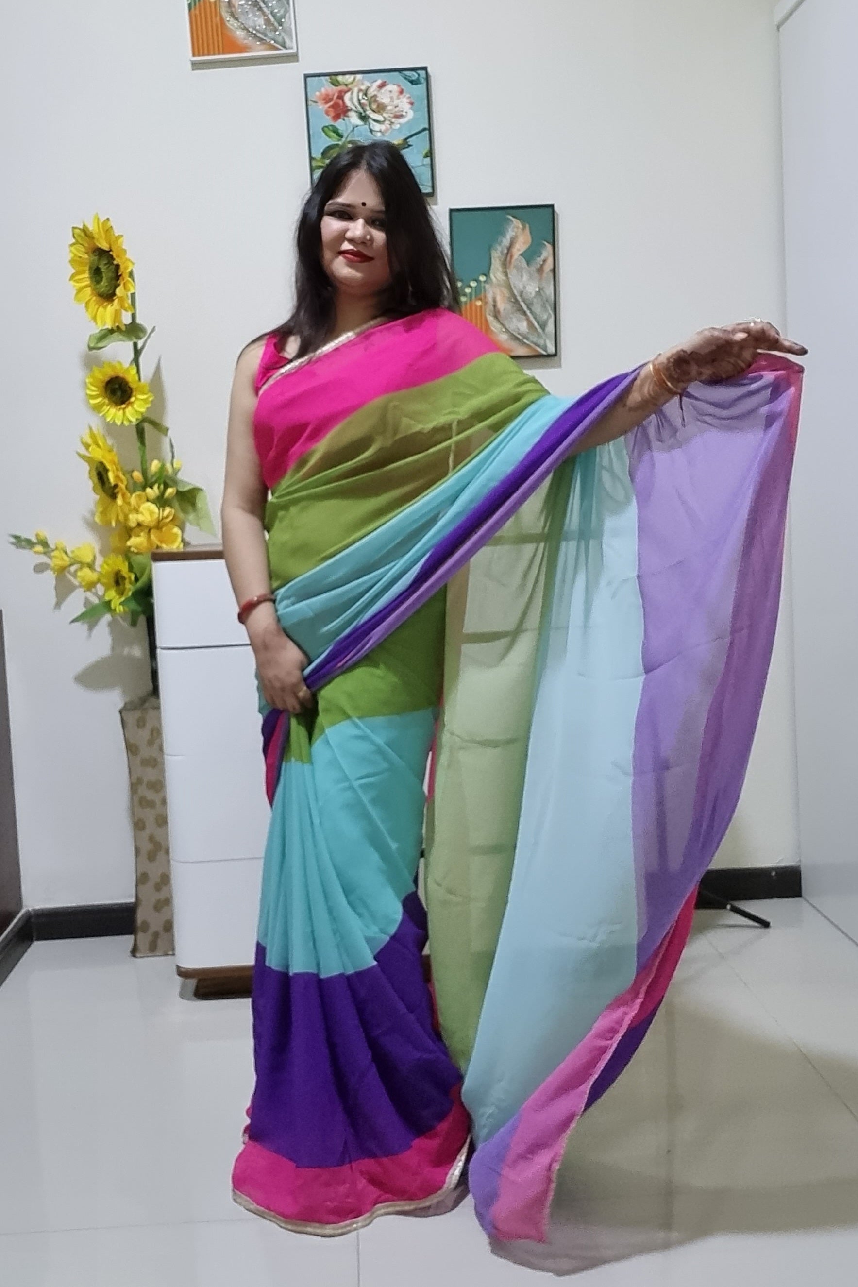 Alia inspired Rainbow saree